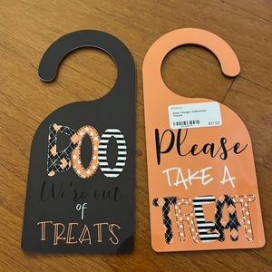 Halloween Door Hangers - One side black and one side orange - 3 available.